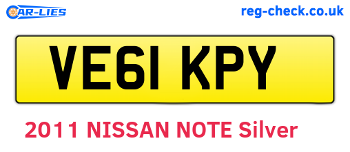 VE61KPY are the vehicle registration plates.
