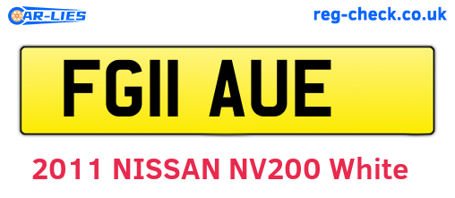 FG11AUE are the vehicle registration plates.