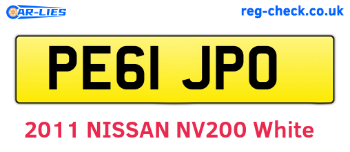PE61JPO are the vehicle registration plates.