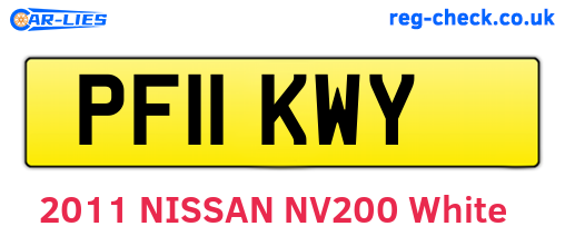 PF11KWY are the vehicle registration plates.