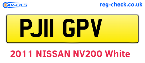 PJ11GPV are the vehicle registration plates.