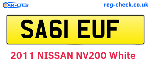 SA61EUF are the vehicle registration plates.