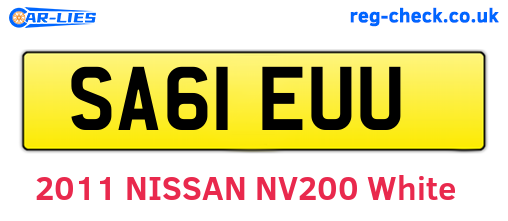 SA61EUU are the vehicle registration plates.