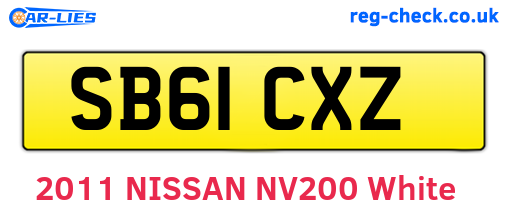 SB61CXZ are the vehicle registration plates.