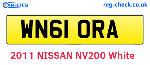WN61ORA are the vehicle registration plates.