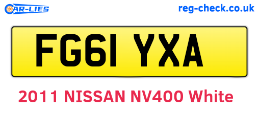 FG61YXA are the vehicle registration plates.