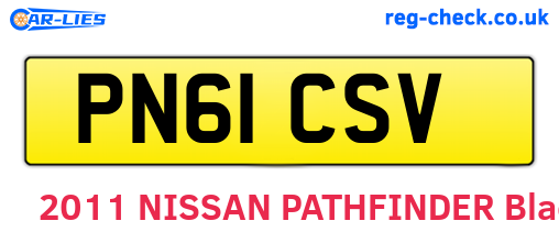 PN61CSV are the vehicle registration plates.