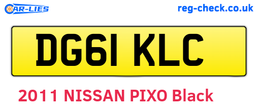 DG61KLC are the vehicle registration plates.