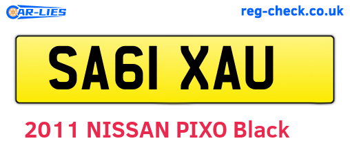 SA61XAU are the vehicle registration plates.