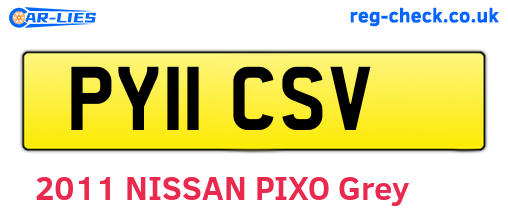PY11CSV are the vehicle registration plates.