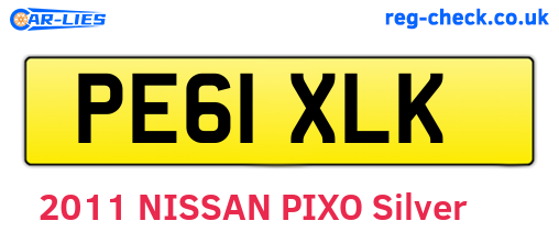 PE61XLK are the vehicle registration plates.