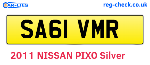 SA61VMR are the vehicle registration plates.