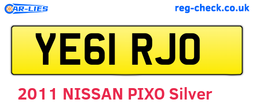 YE61RJO are the vehicle registration plates.