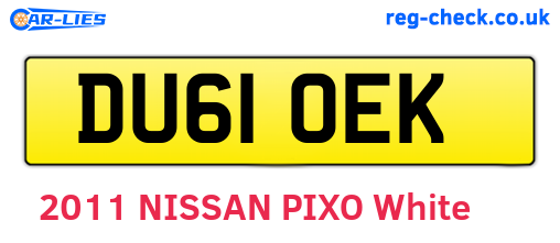 DU61OEK are the vehicle registration plates.