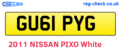 GU61PYG are the vehicle registration plates.