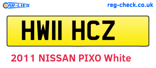 HW11HCZ are the vehicle registration plates.