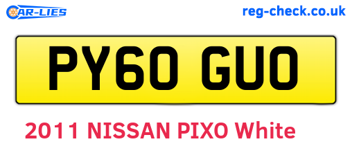 PY60GUO are the vehicle registration plates.
