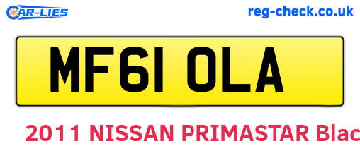 MF61OLA are the vehicle registration plates.