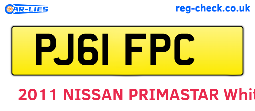PJ61FPC are the vehicle registration plates.