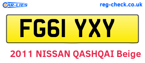 FG61YXY are the vehicle registration plates.