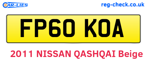 FP60KOA are the vehicle registration plates.