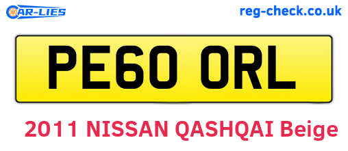 PE60ORL are the vehicle registration plates.