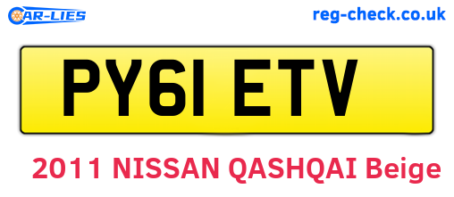 PY61ETV are the vehicle registration plates.