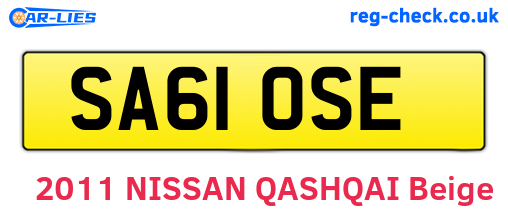 SA61OSE are the vehicle registration plates.
