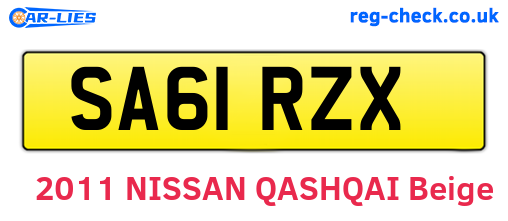 SA61RZX are the vehicle registration plates.