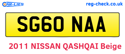 SG60NAA are the vehicle registration plates.