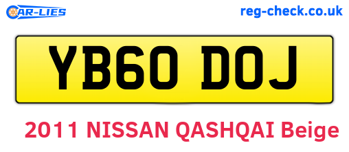 YB60DOJ are the vehicle registration plates.