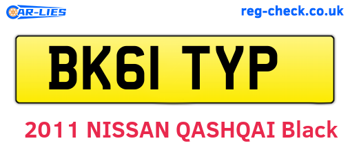BK61TYP are the vehicle registration plates.