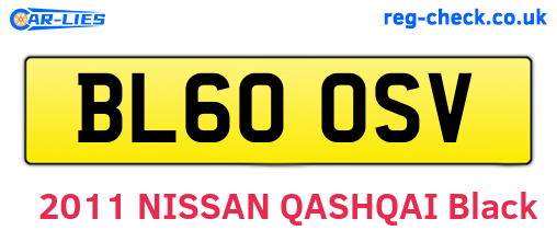 BL60OSV are the vehicle registration plates.