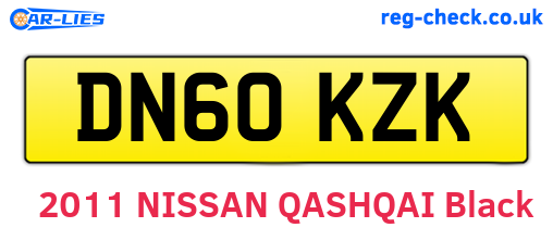 DN60KZK are the vehicle registration plates.