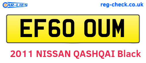 EF60OUM are the vehicle registration plates.