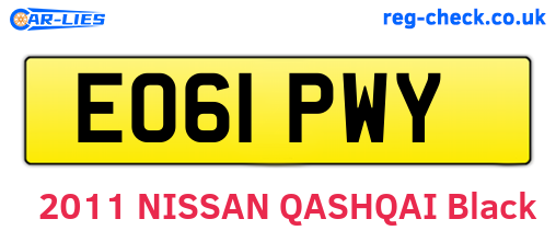EO61PWY are the vehicle registration plates.