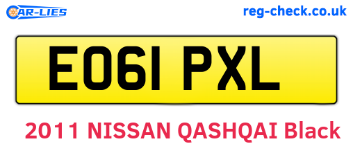 EO61PXL are the vehicle registration plates.