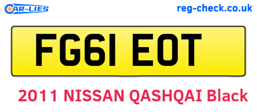 FG61EOT are the vehicle registration plates.