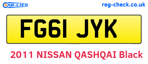FG61JYK are the vehicle registration plates.