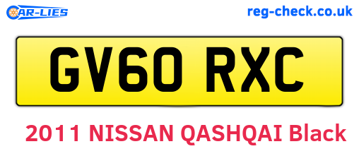 GV60RXC are the vehicle registration plates.