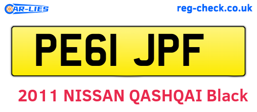 PE61JPF are the vehicle registration plates.