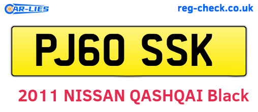 PJ60SSK are the vehicle registration plates.