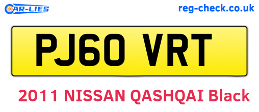 PJ60VRT are the vehicle registration plates.