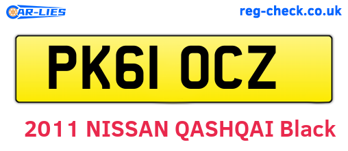 PK61OCZ are the vehicle registration plates.