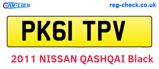 PK61TPV are the vehicle registration plates.
