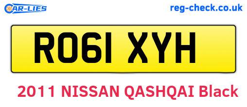 RO61XYH are the vehicle registration plates.