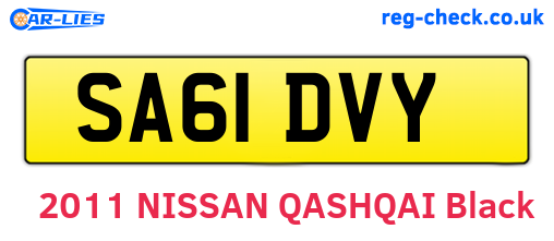 SA61DVY are the vehicle registration plates.