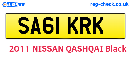 SA61KRK are the vehicle registration plates.