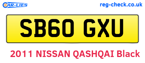 SB60GXU are the vehicle registration plates.