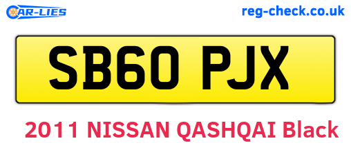 SB60PJX are the vehicle registration plates.